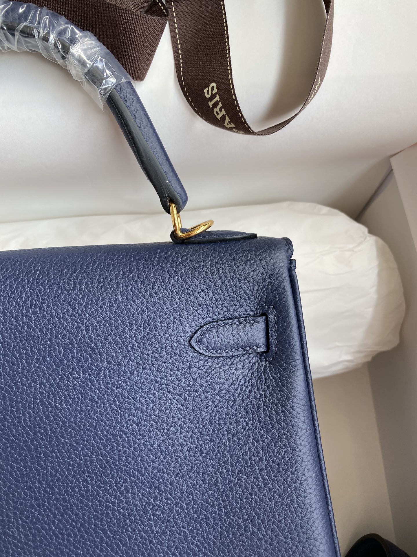 Hermes Kelly 25cm Handbag Shoulder Bag in Blue Nuit Togo Leather